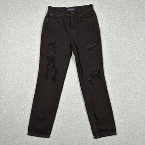 AEROPOSTALE Jeans Womens‎ 0 Mom Fit High Rise Distressed Ripped Black Denim